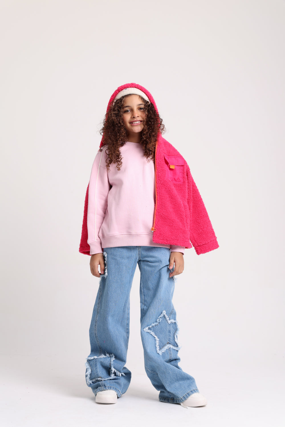 unisex fleece teddy jacket – fuchsia