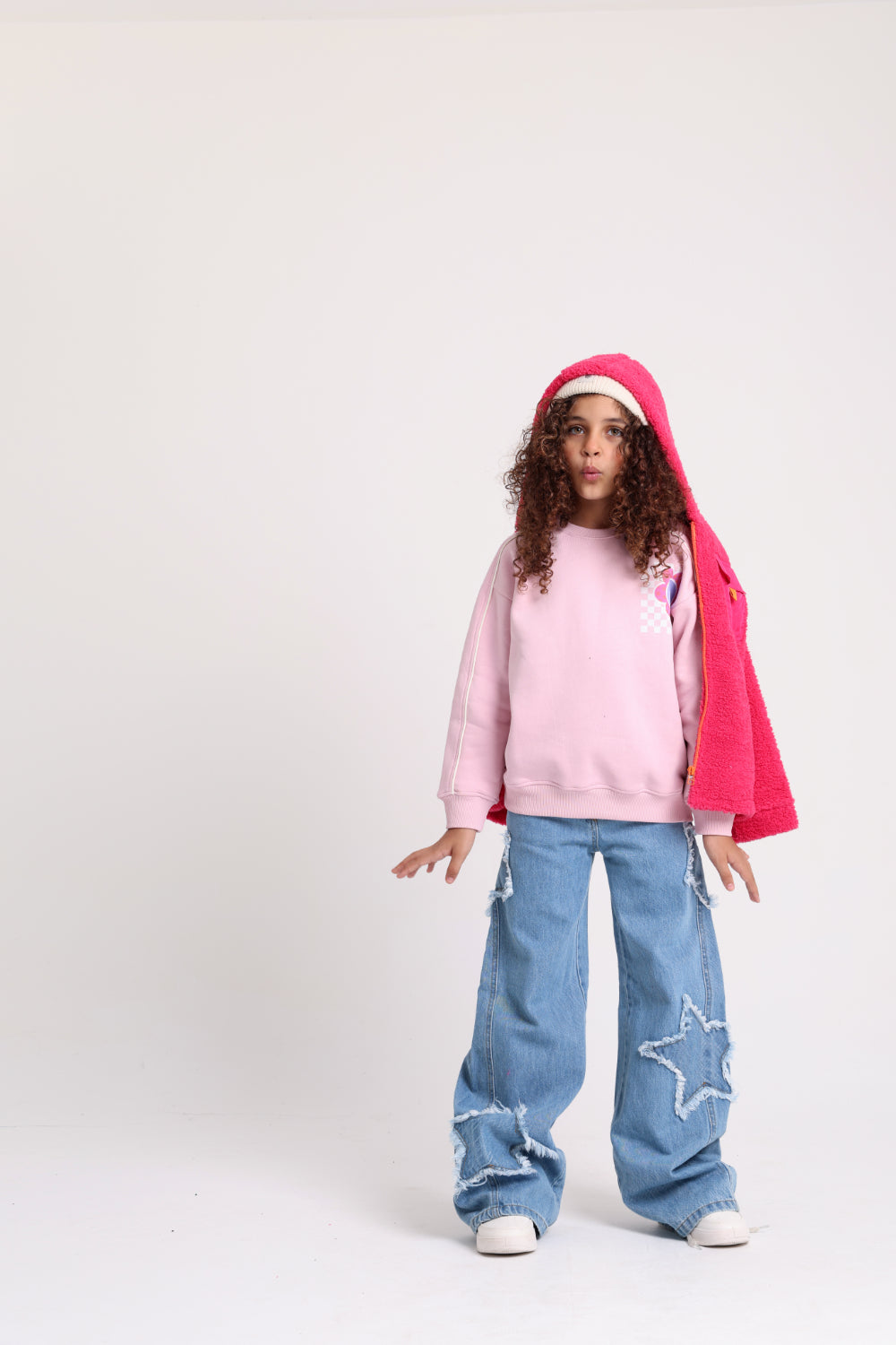 girls wide leg stars denim pants