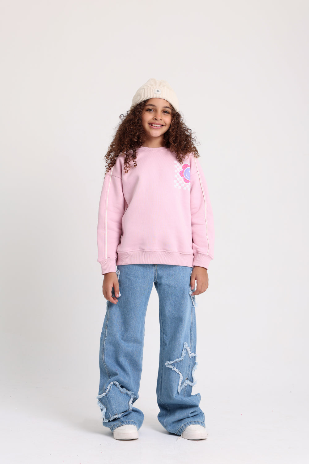 girls wide leg stars denim pants