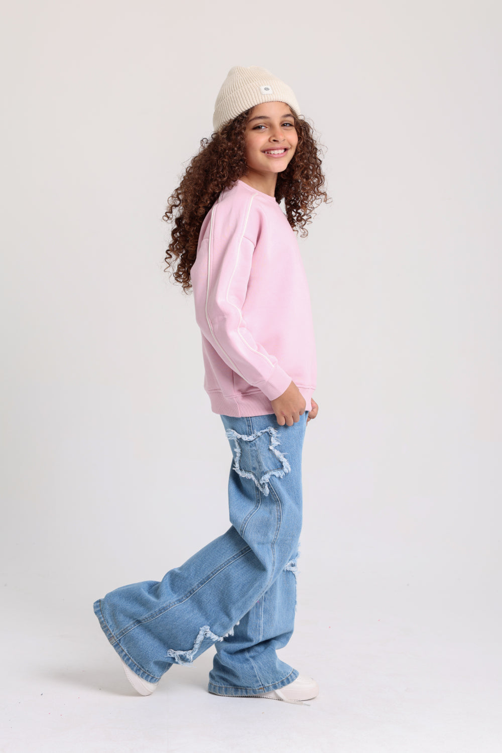 girls wide leg stars denim pants
