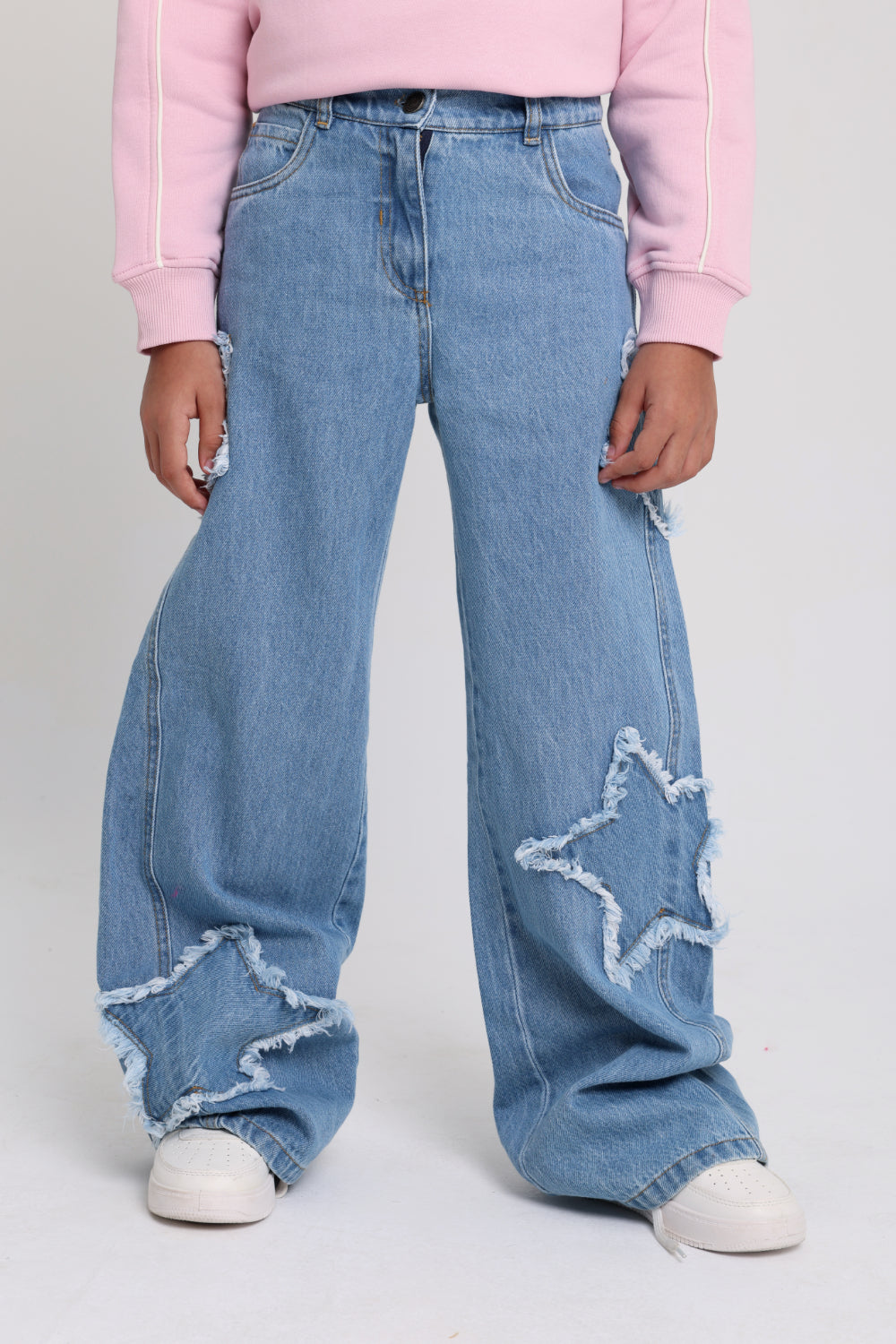girls wide leg stars denim pants