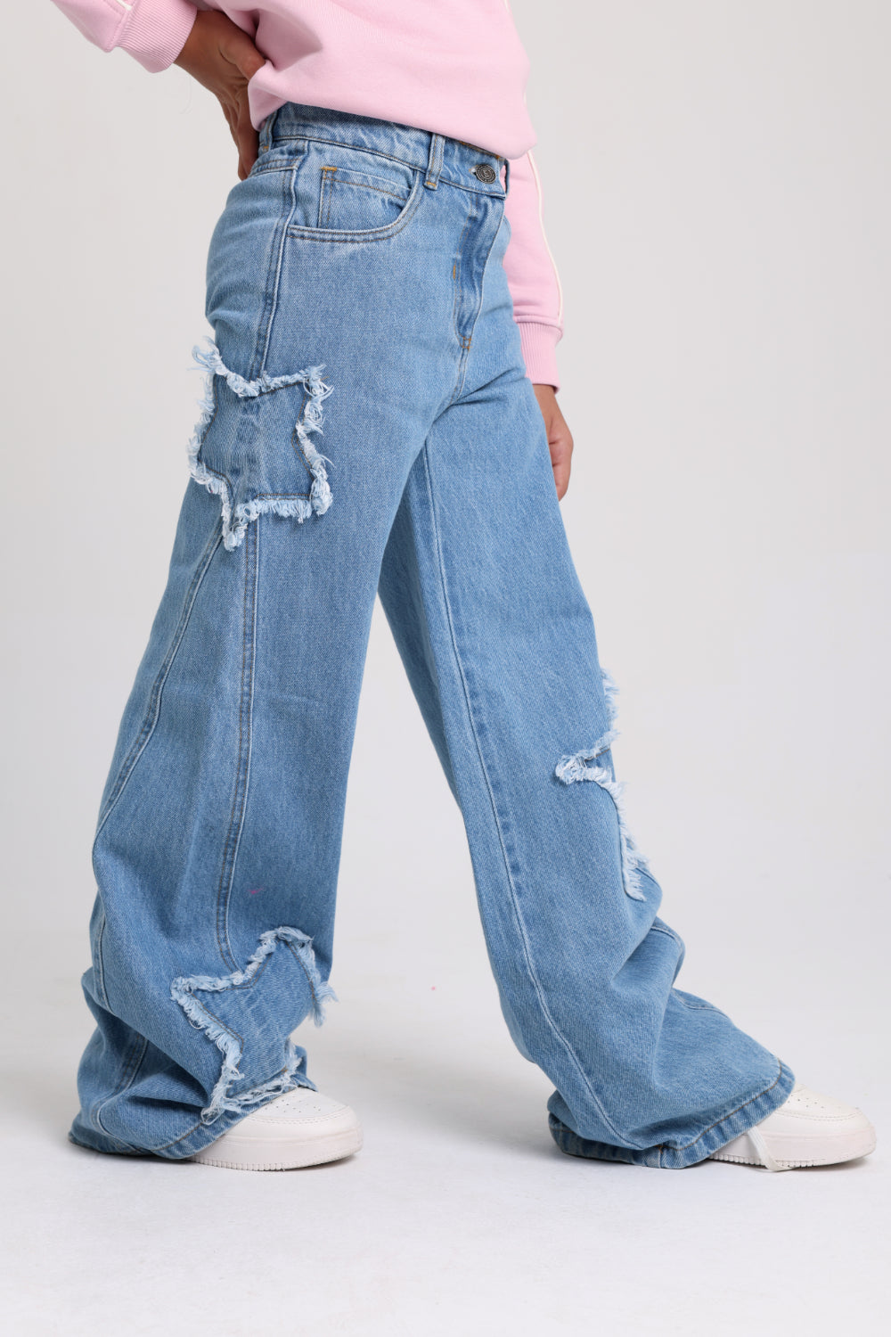girls wide leg stars denim pants