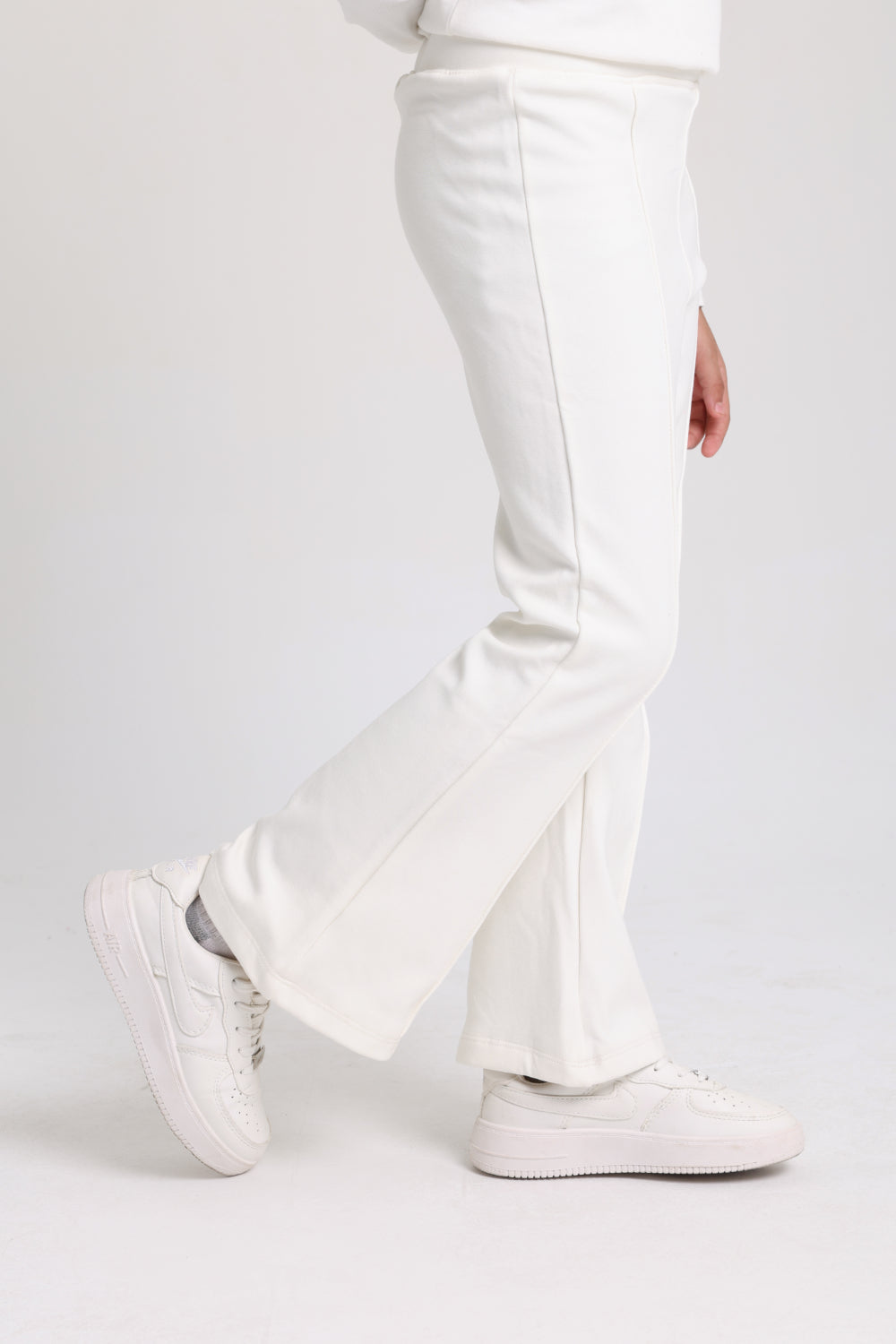 girls creased front flared pants – offwhite