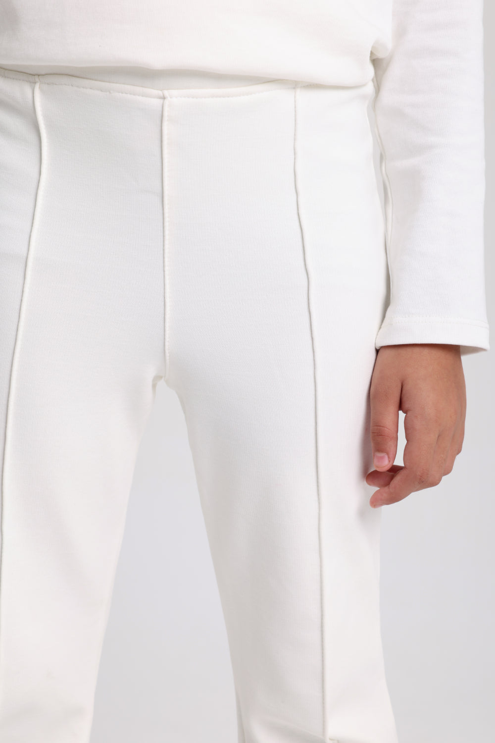 girls creased front flared pants – offwhite