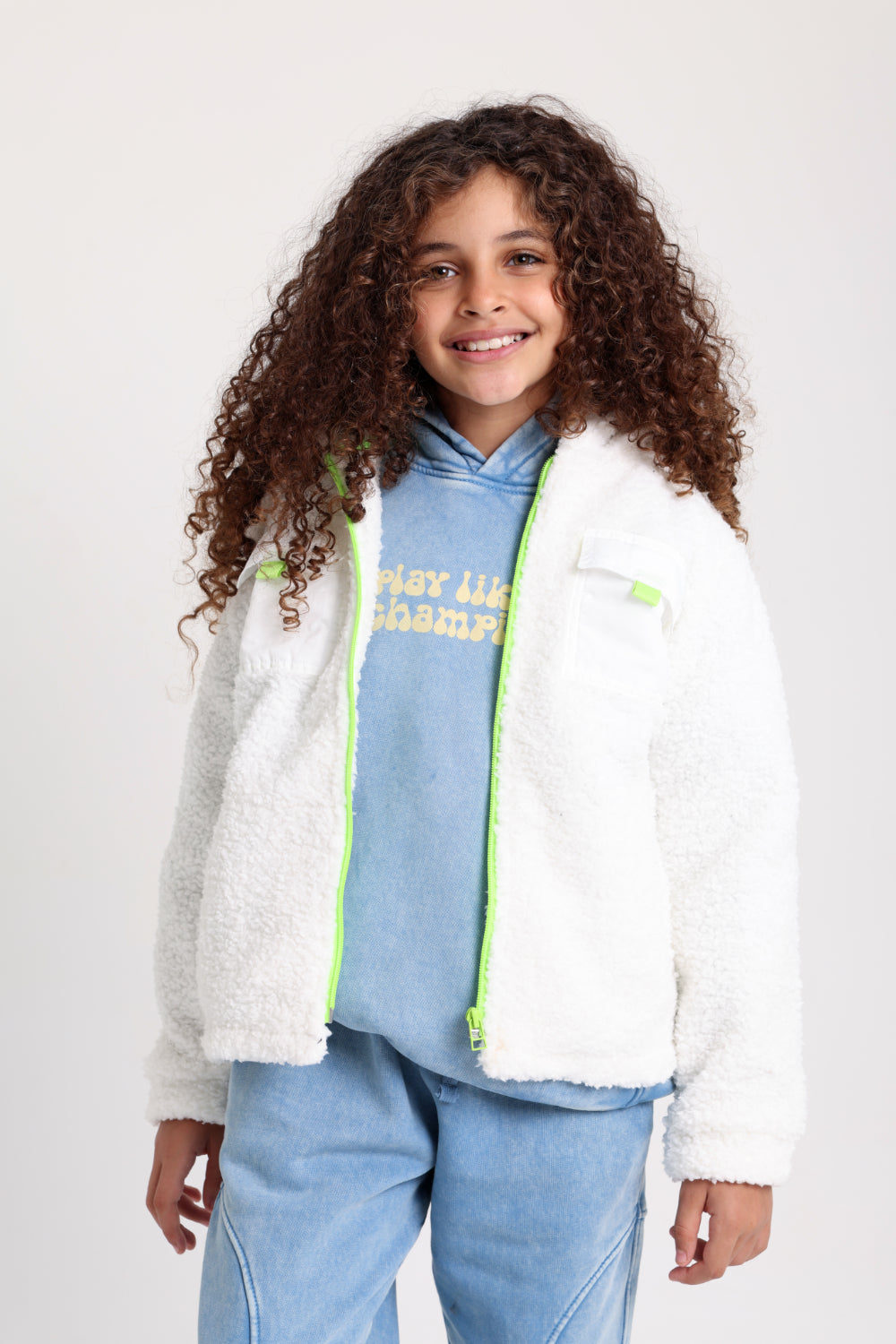 unisex fleeced teddy jacket – off-white