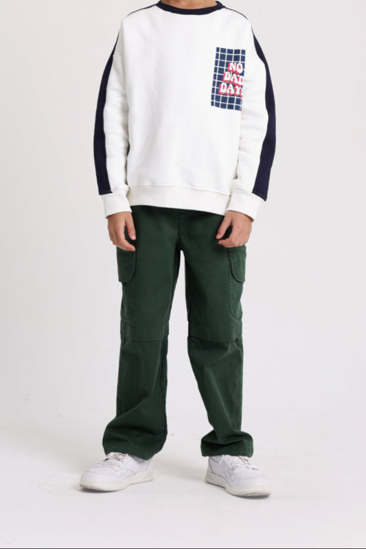 teens cotton sweatshirt – offwhite with "no bad days" print