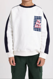 teens cotton sweatshirt – offwhite with "no bad days" print