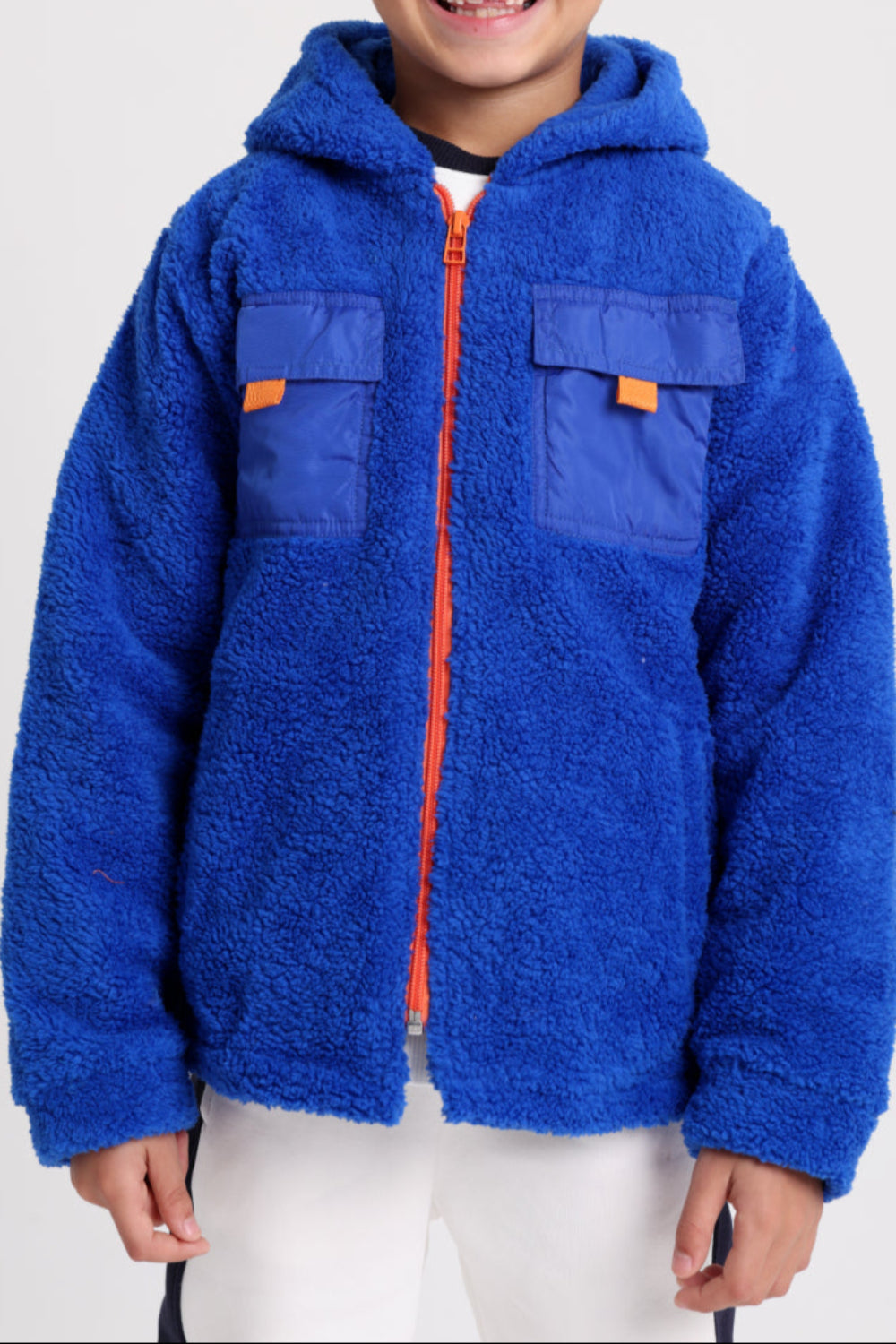unisex fleeced teddy jacket – blue