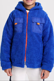 unisex fleeced teddy jacket – blue
