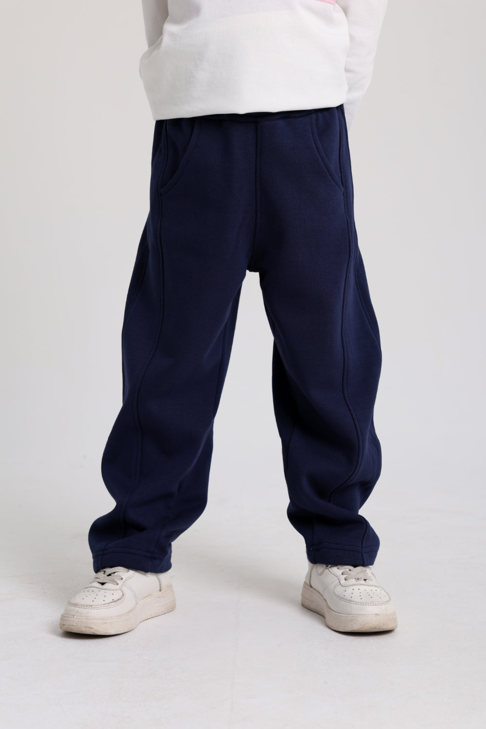girls barrel fit pants – navy