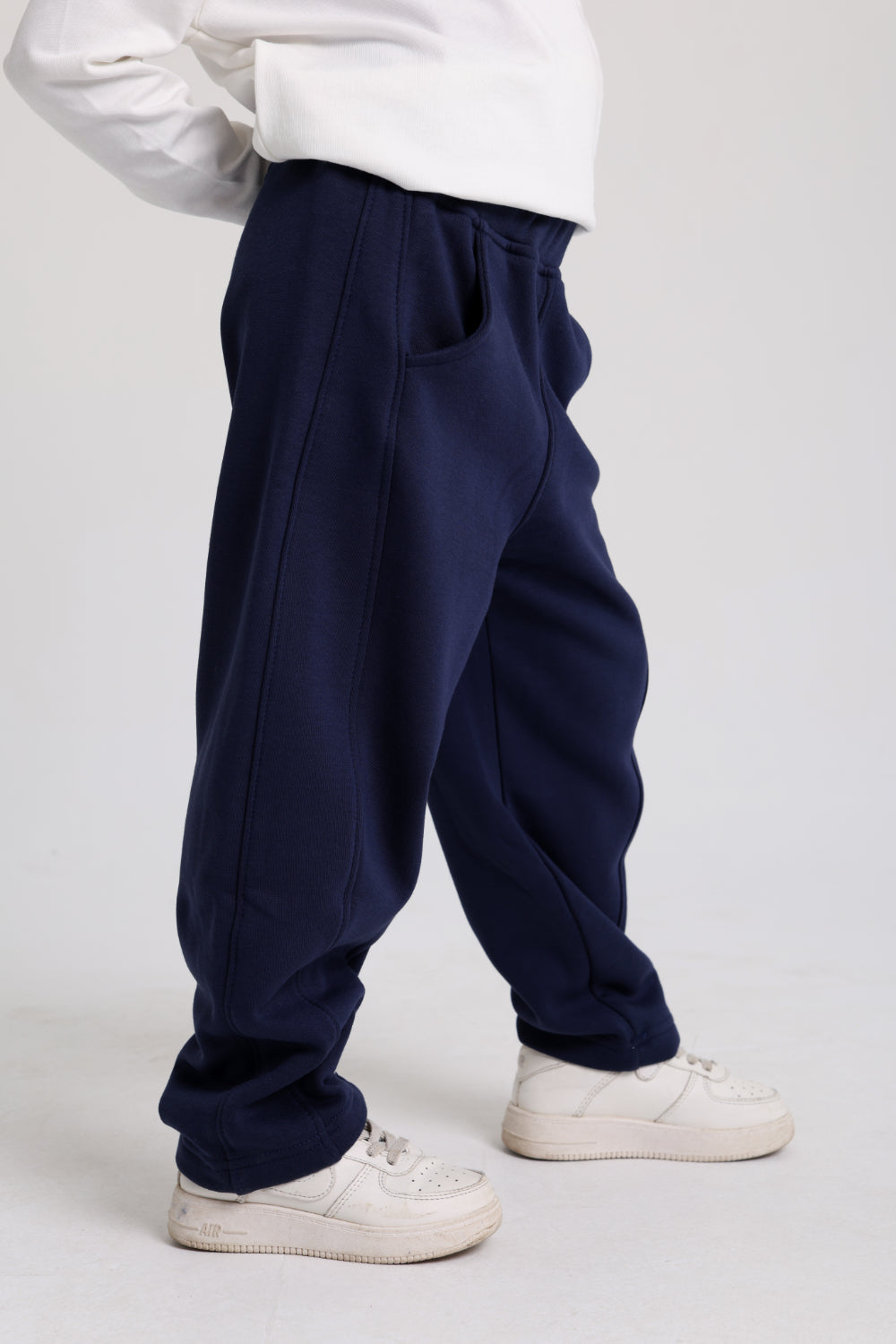 girls barrel fit pants – navy