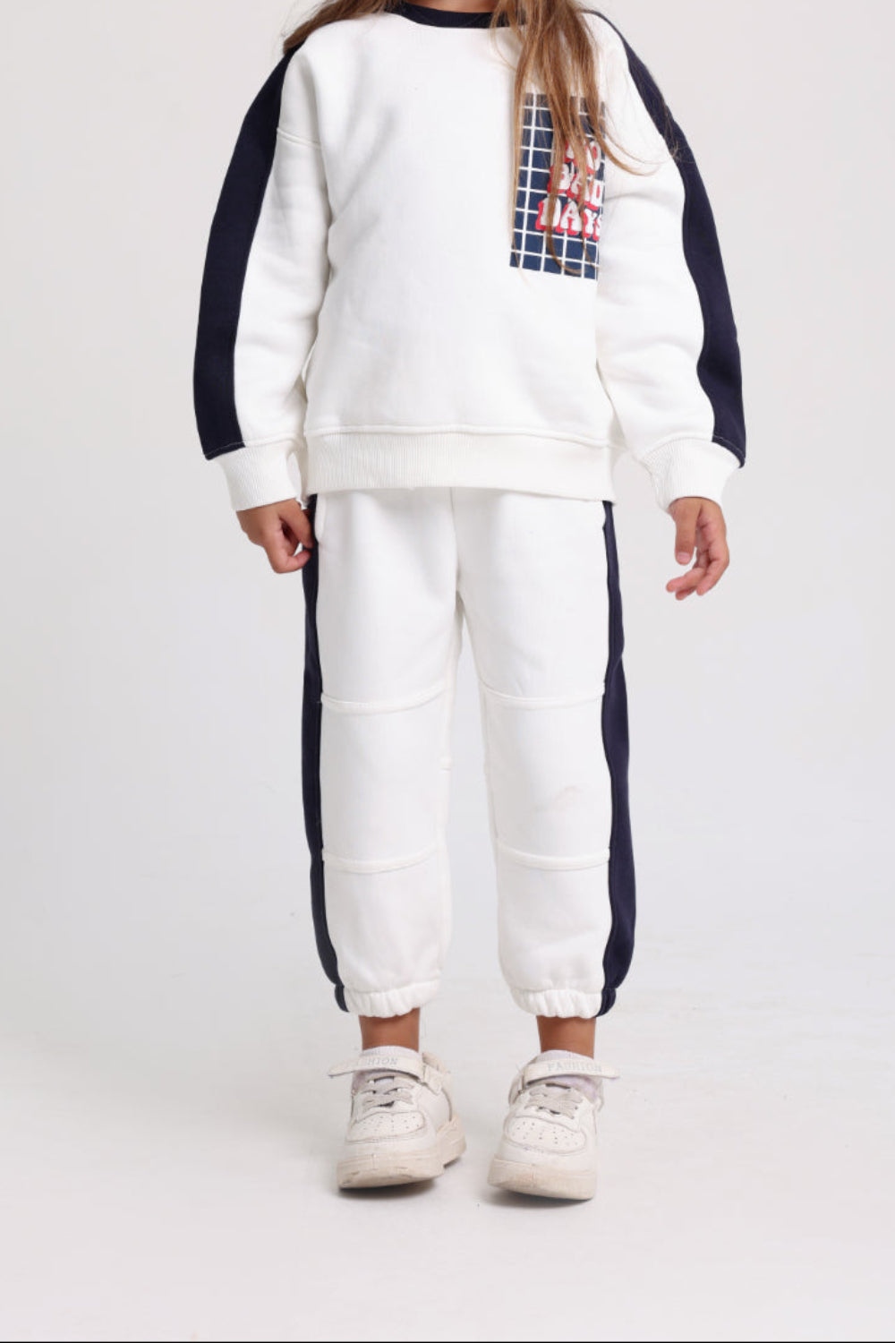 unisex cotton sweatpants - offwhite & navy