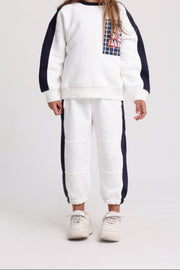 unisex cotton sweatpants - offwhite & navy