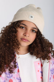 Unisex Cozy Blend Beanie – Beige with Happy Smiley