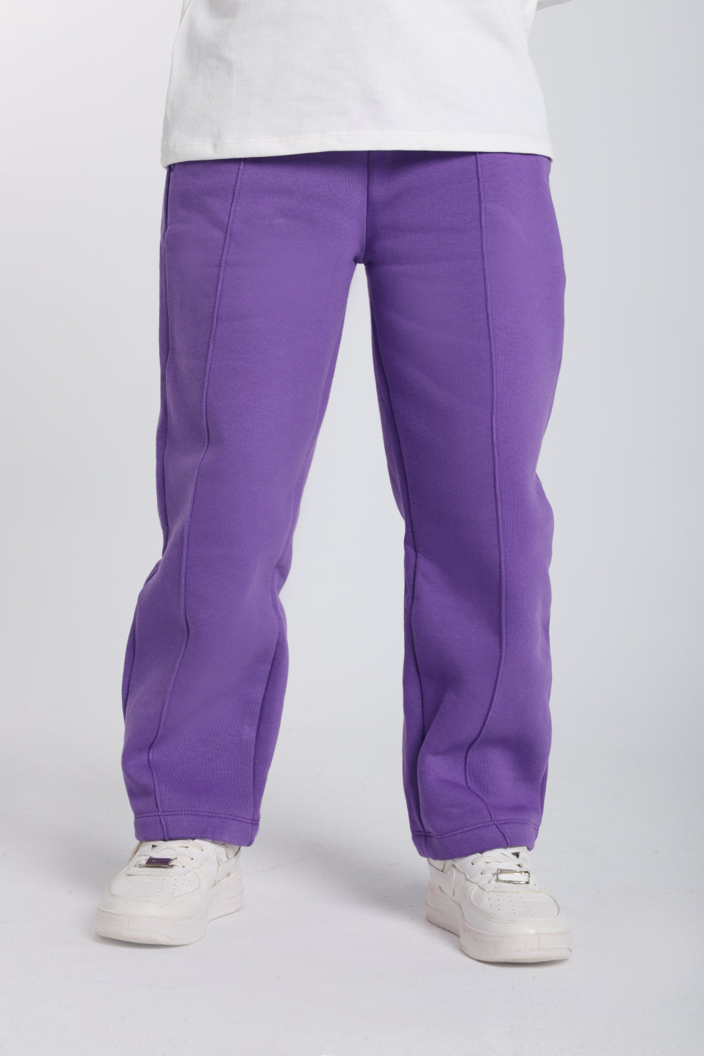 unisex barrel fit fleeced sweatpants – purple
