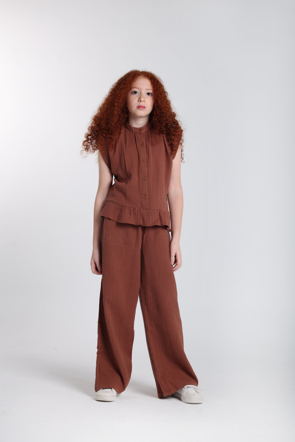 girls cotton blouse – brown