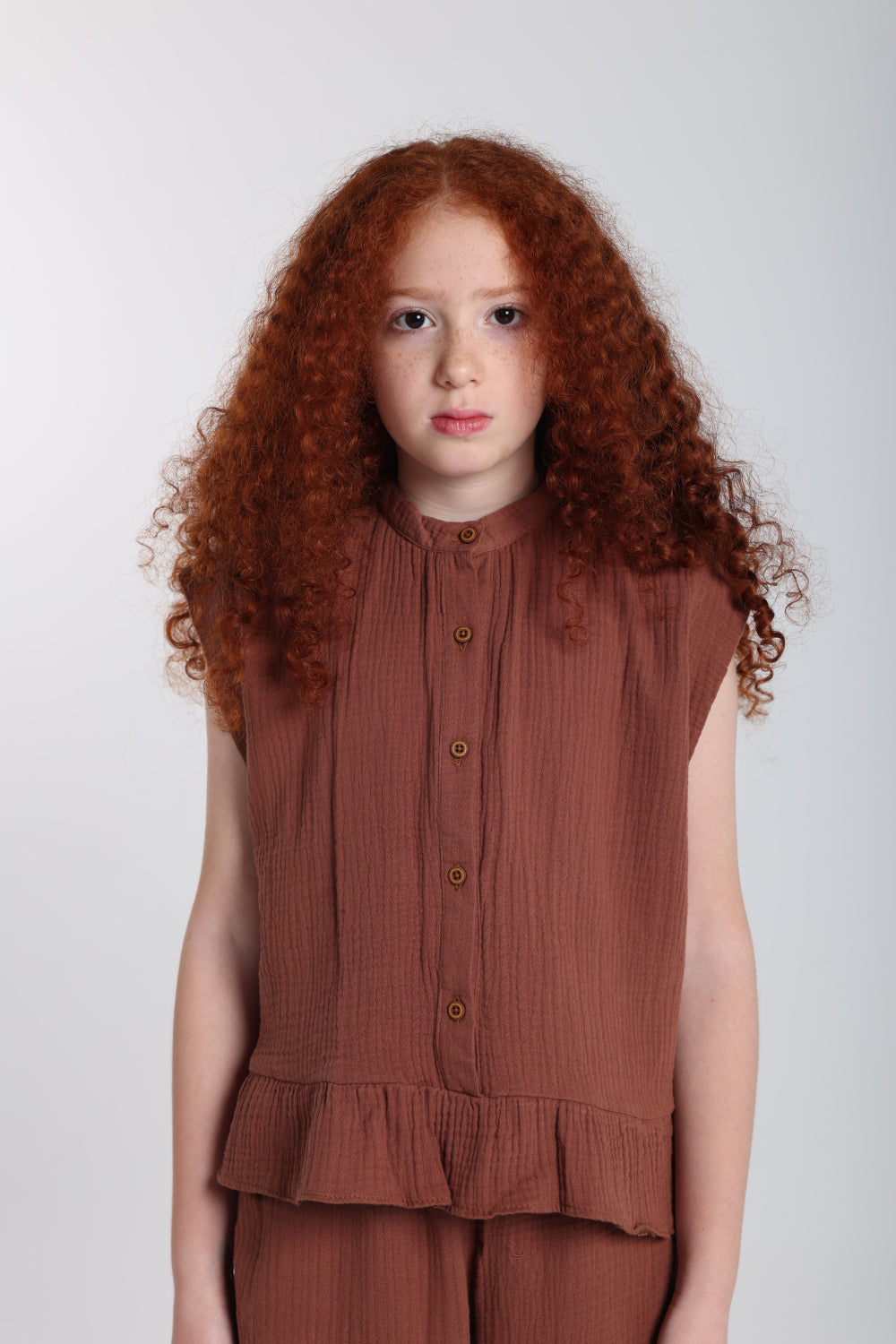 girls cotton blouse – brown