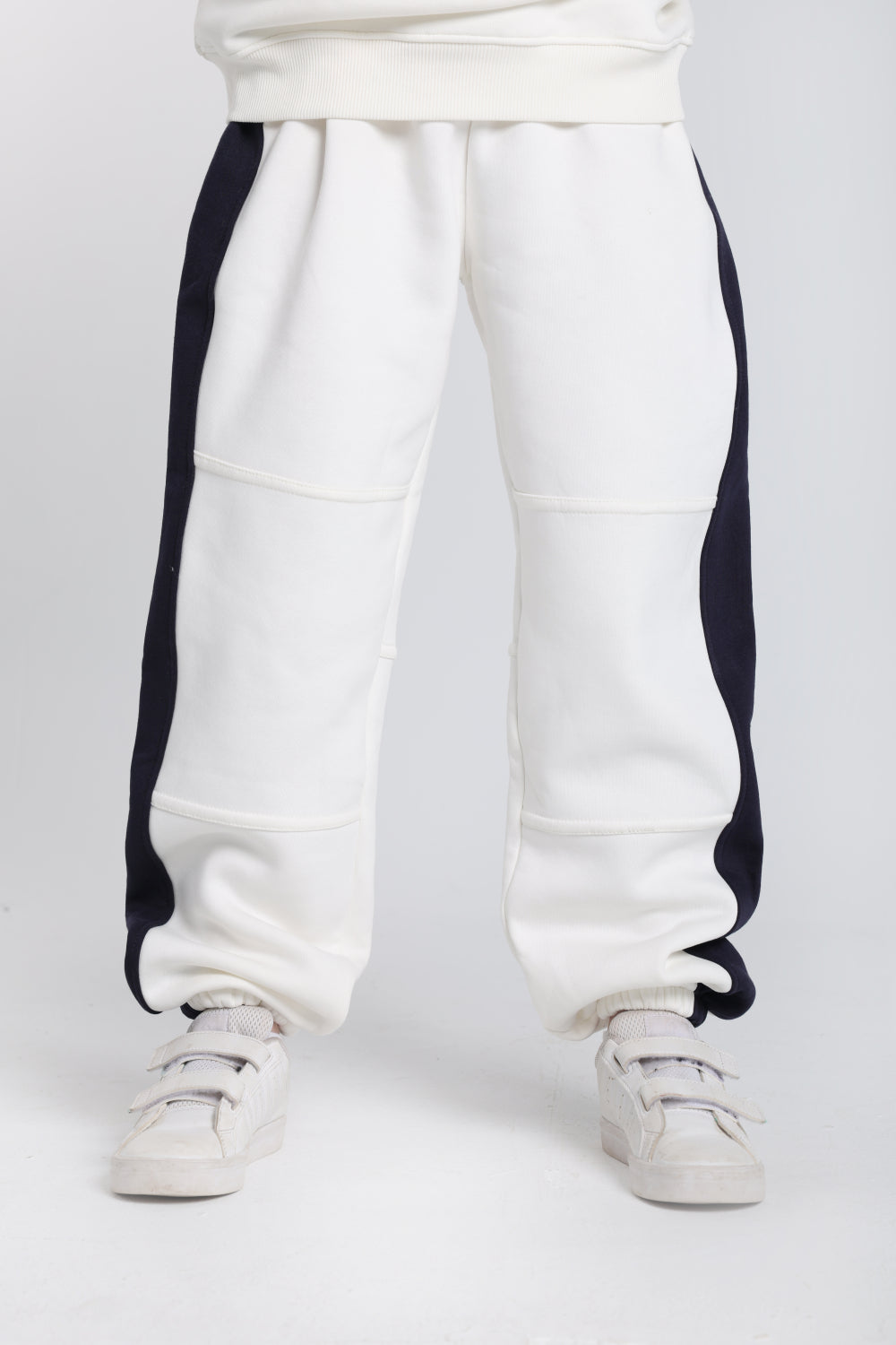 teens cotton sweatpants - offwhite & navy