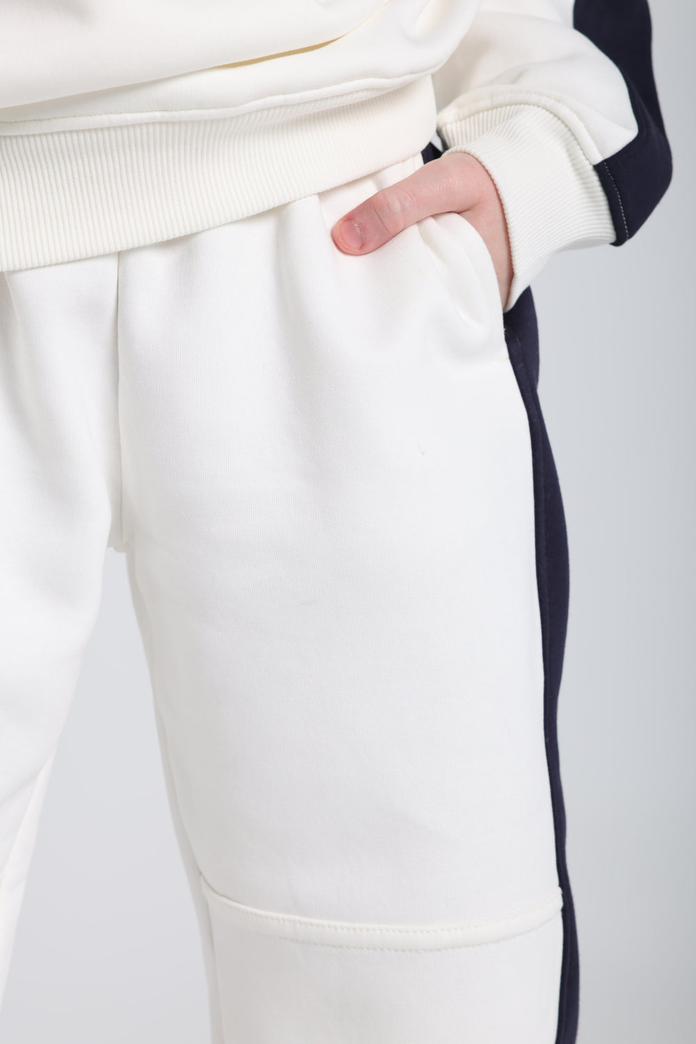 teens cotton sweatpants - offwhite & navy