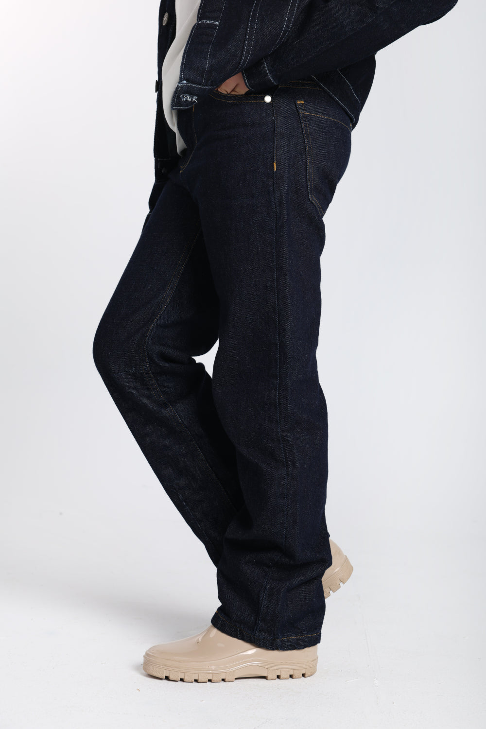 unisex raw denim pants