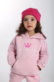 baby girls cotton hoodie – pink with “little love club“ print