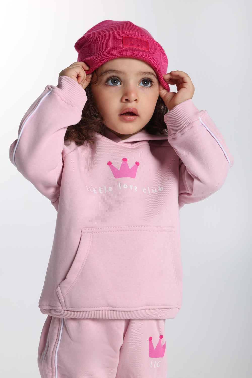 Girls Acrylic Beanie – Fuchsia with Triple Smiley Joy