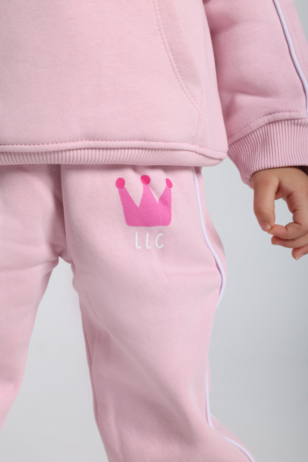 baby girls cotton sweatpants – pink with crown print