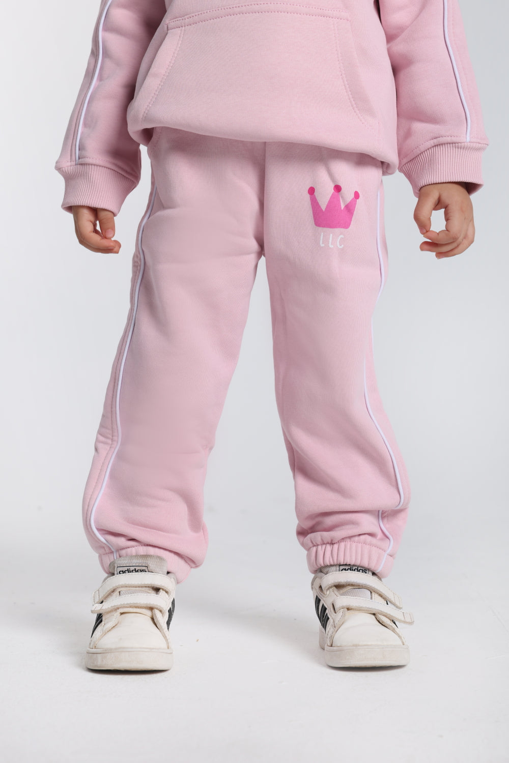 baby girls cotton sweatpants – pink with crown print