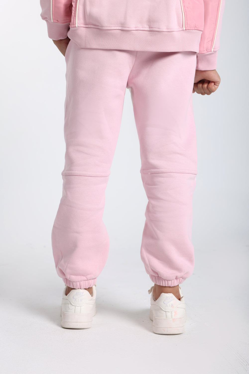 girls cotton sweat pants – offwhite & pink