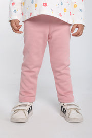 baby girls interlock fur leggings – dusty pink
