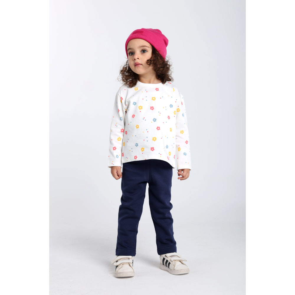 baby girls cotton t-shirt offwhite with flowers print