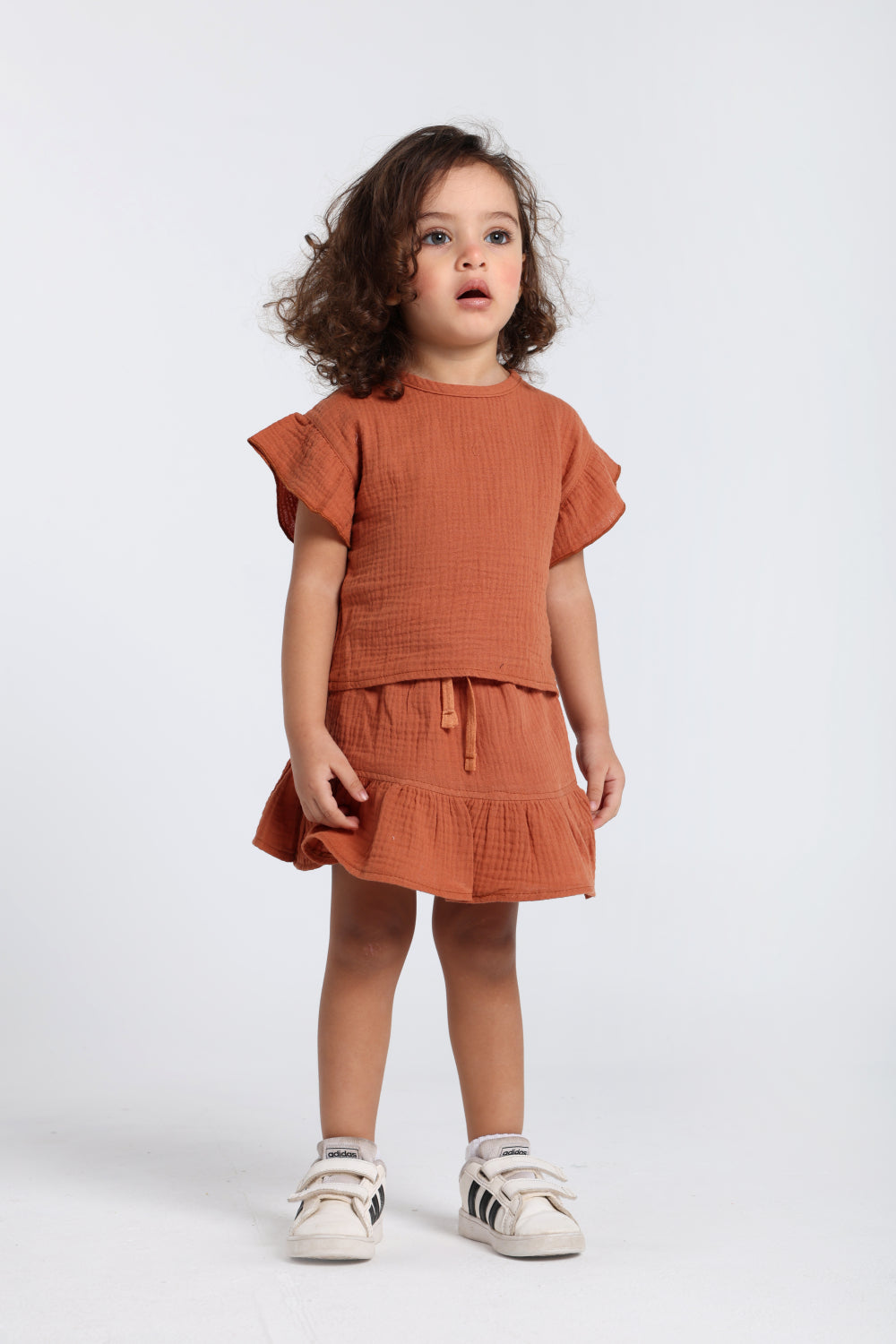 baby girls cotton 2-piece outfit set – brick