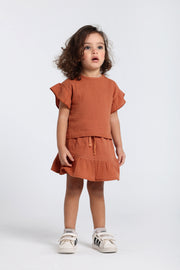 baby girls cotton 2-piece outfit set – brick