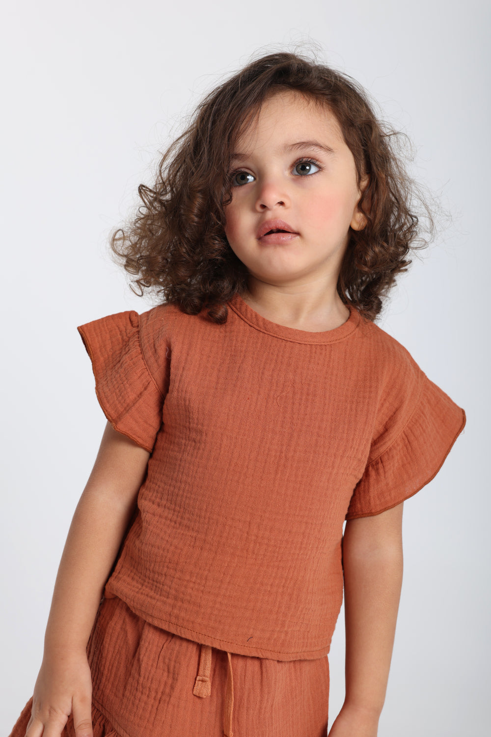baby girls cotton 2-piece outfit set – brick