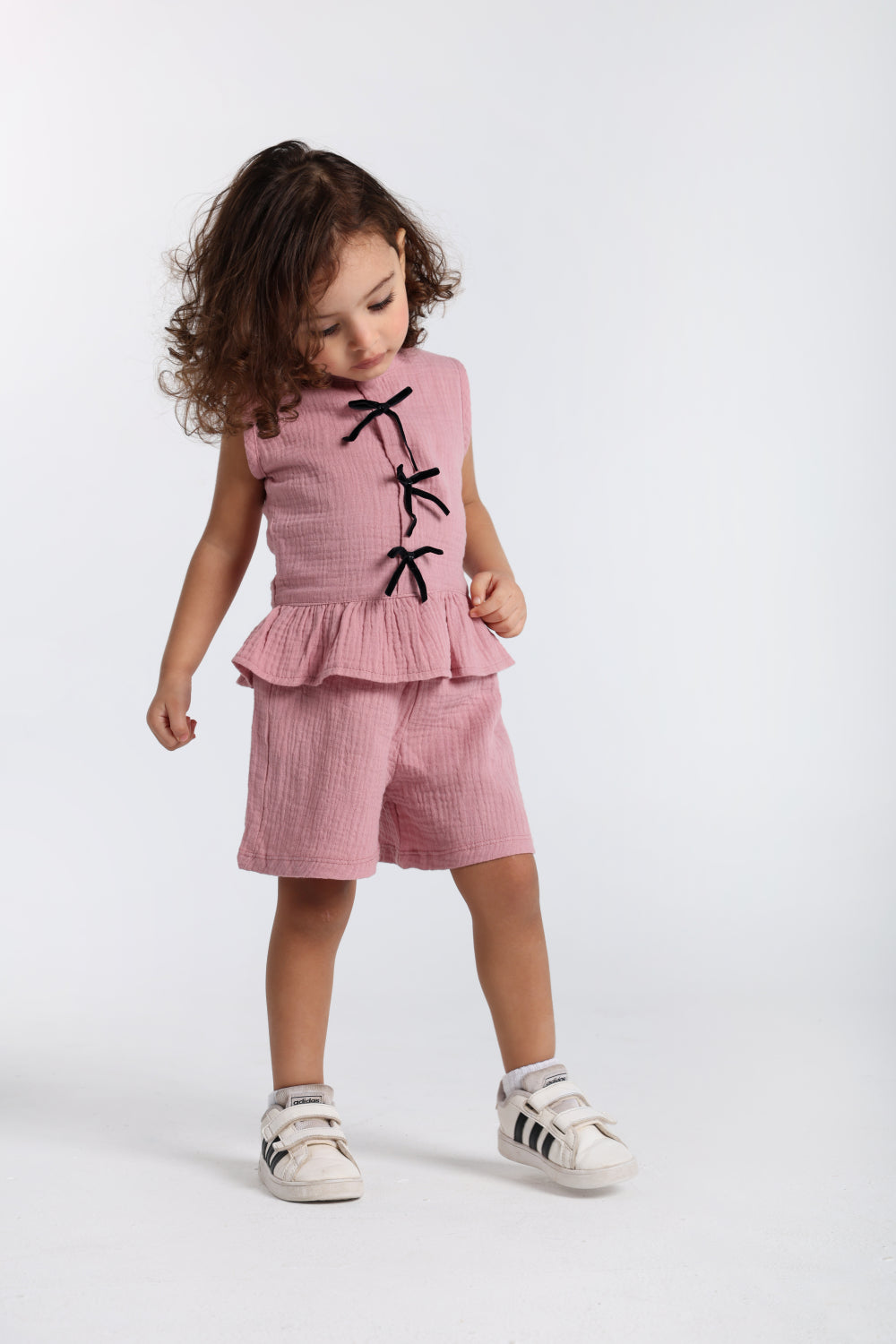 baby girls cotton 2-piece outfit set – dusty pink