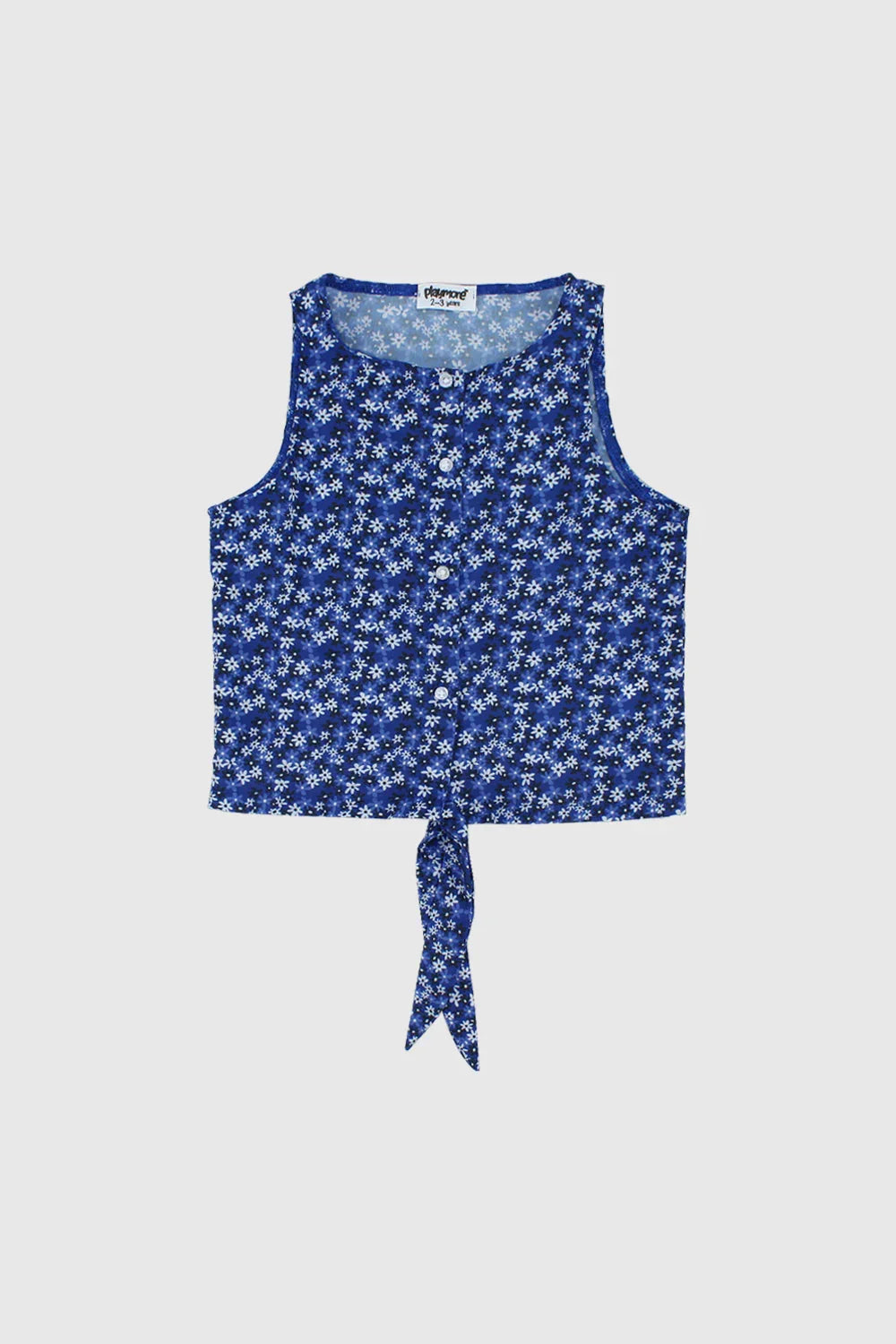printed tie hem sleeveless blouse - playmore