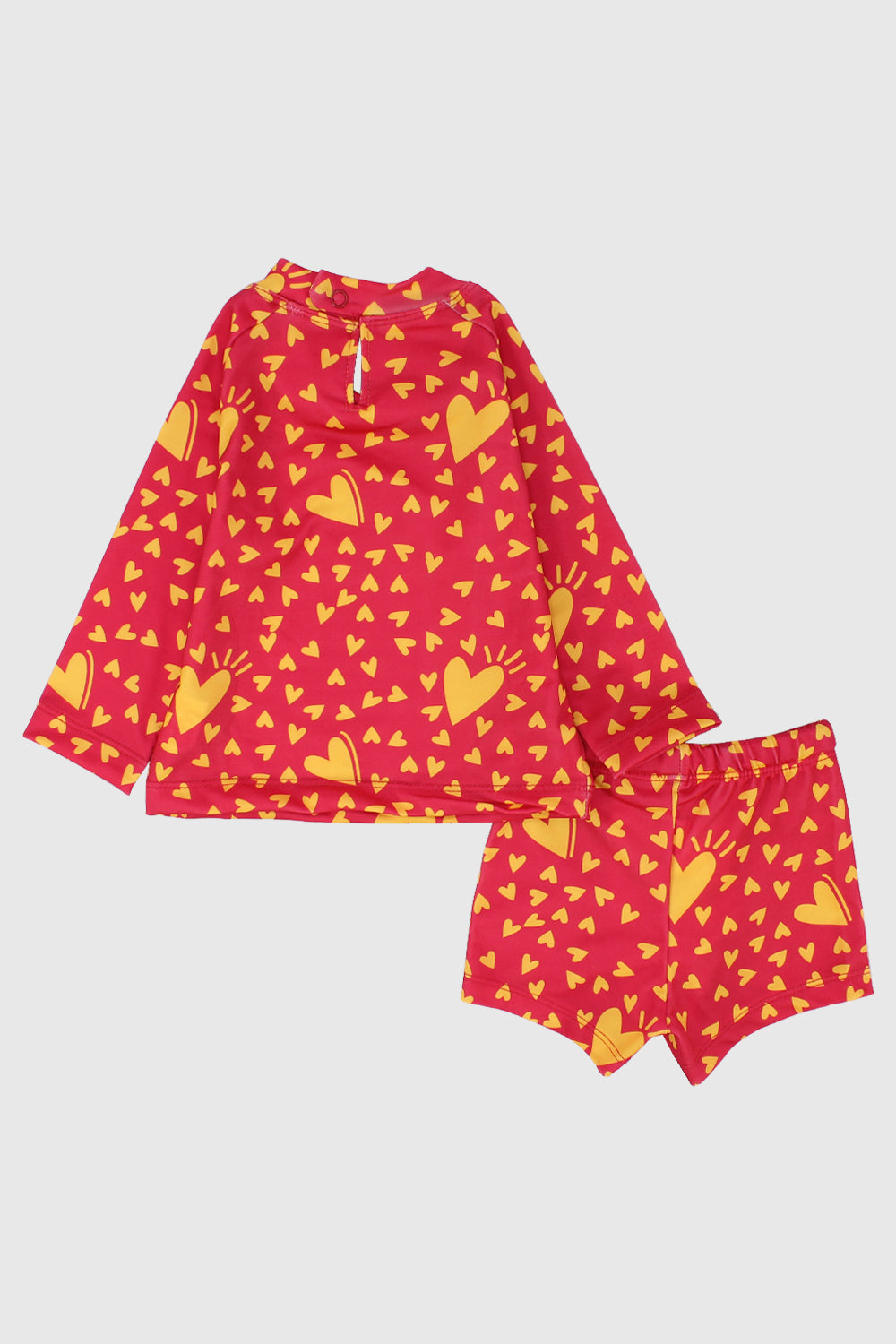 little hearts sleeved 2-piece swimsuit