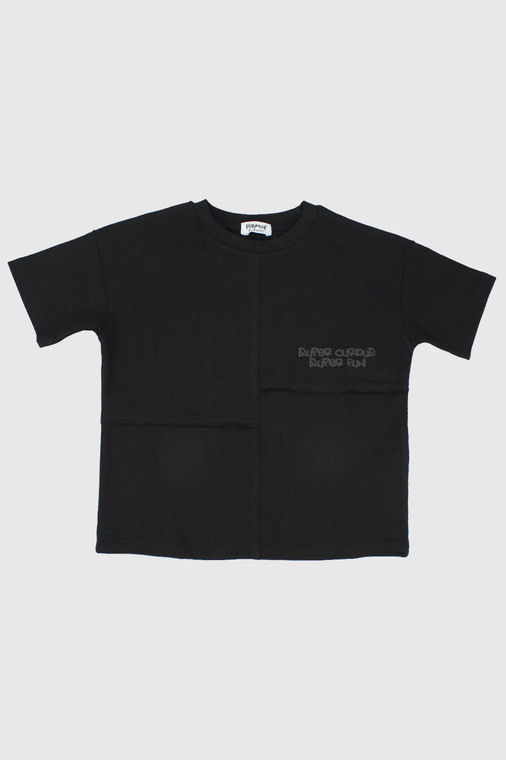 "super curious" paneled t-shirt
