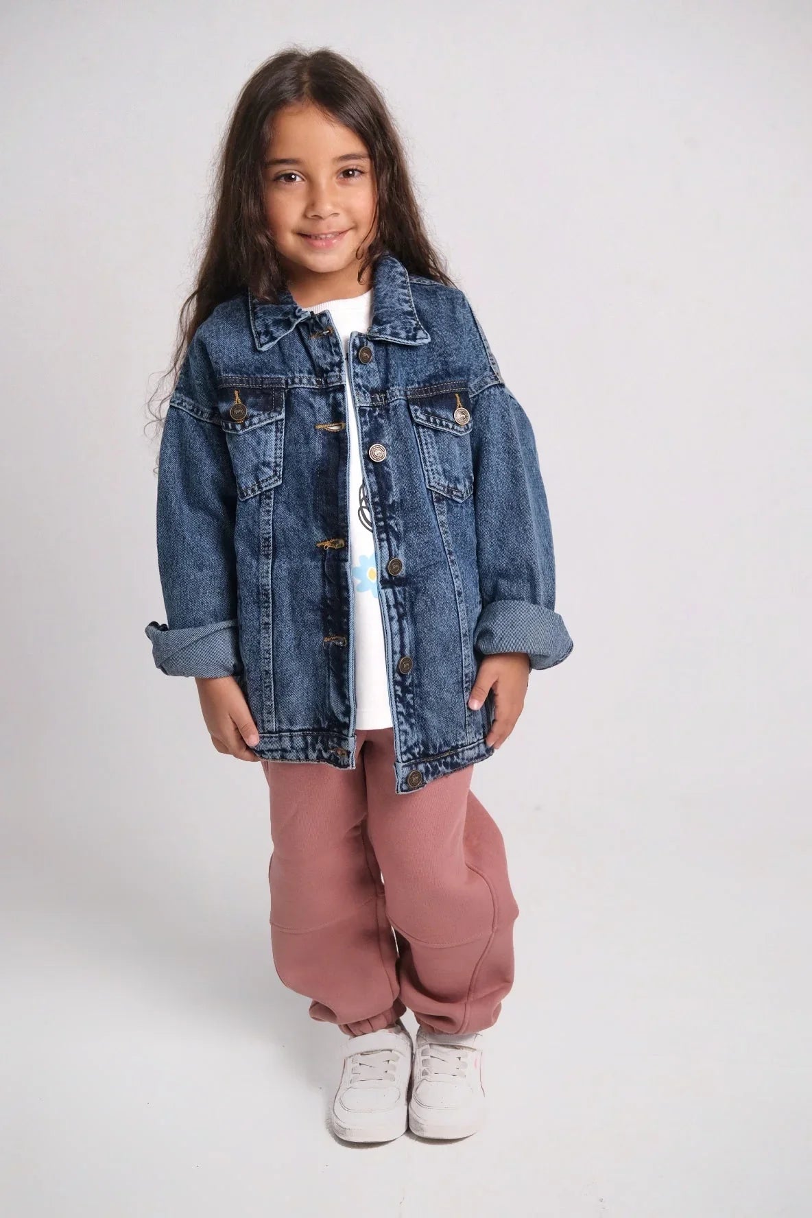 unisex navy long-sleeved jean jacket - playmore