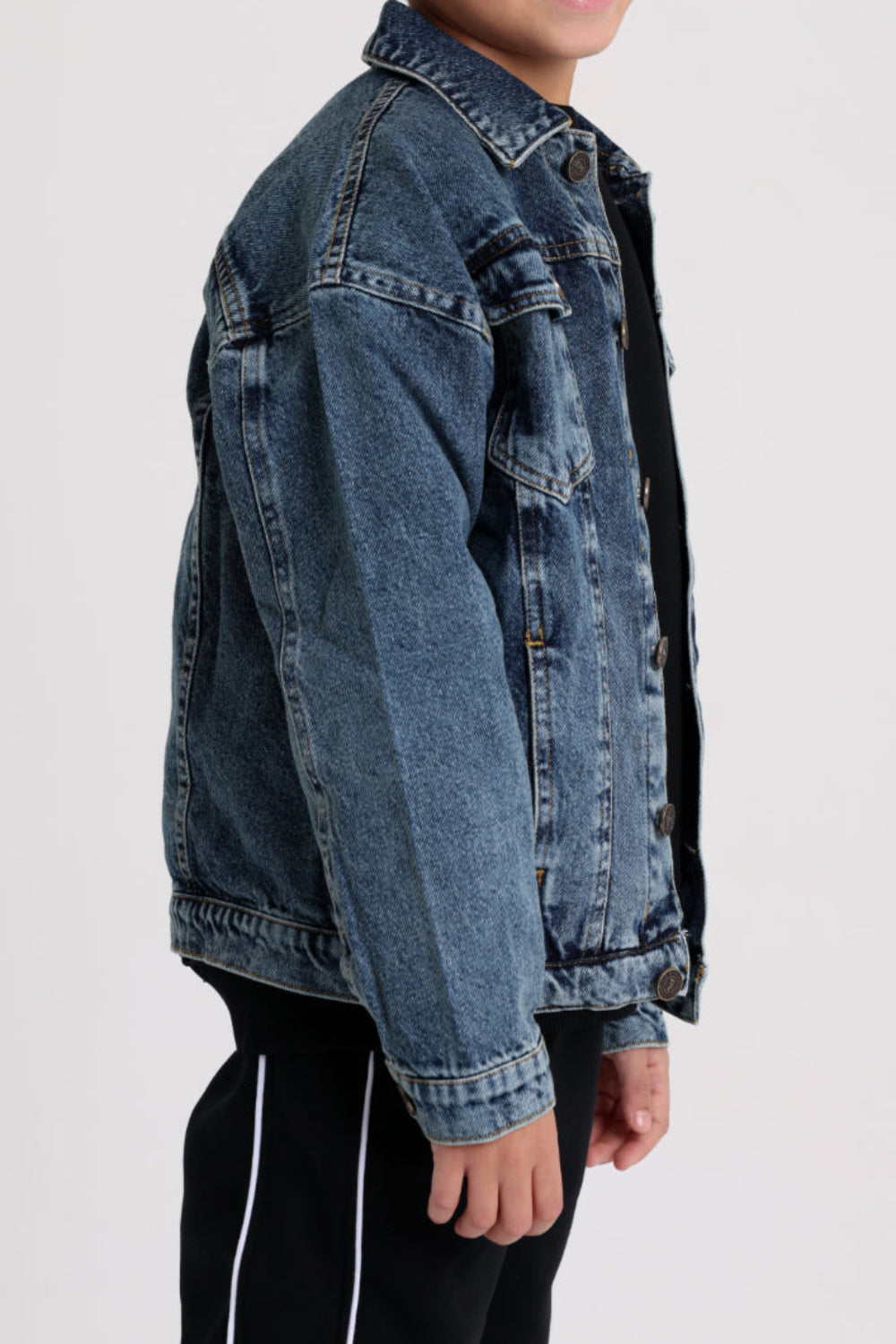 unisex long sleeved denim jacket - navy
