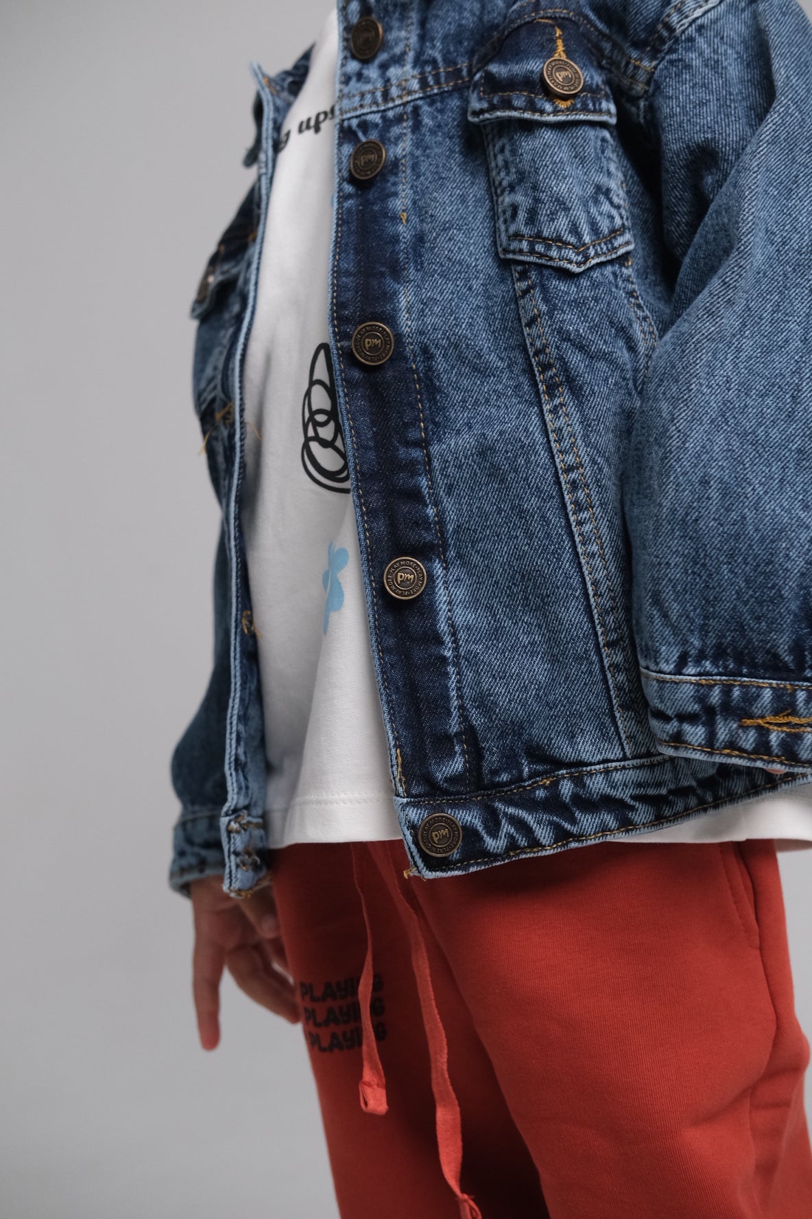 unisex navy long-sleeved jean jacket