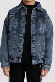 unisex long sleeved denim jacket - navy