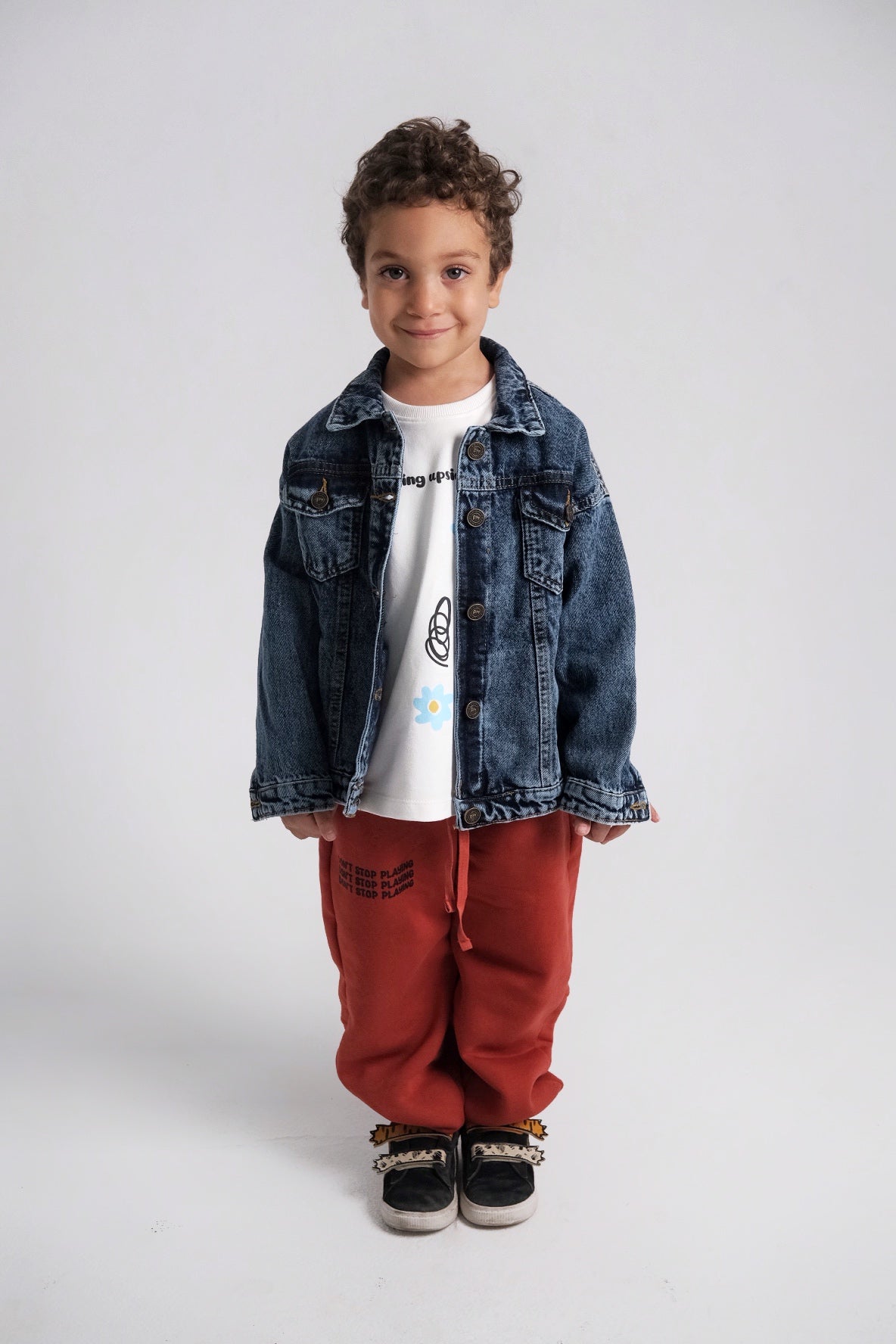 unisex navy long-sleeved jean jacket