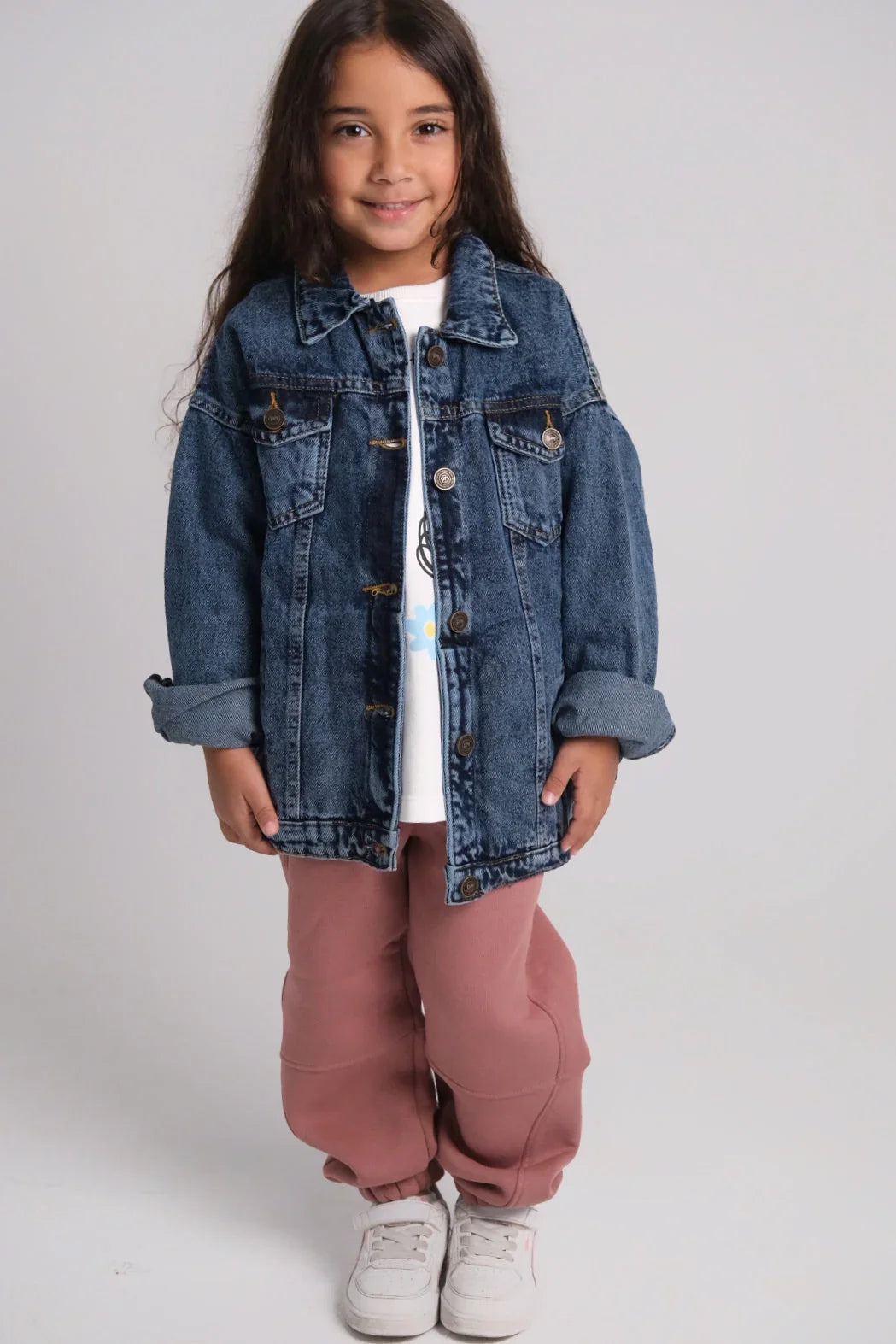 unisex navy long-sleeved jean jacket - playmore