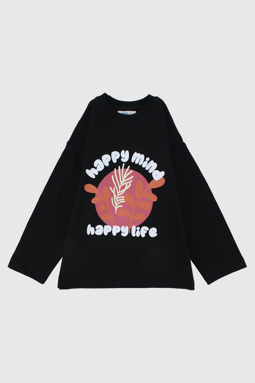 "happy mind happy life" long-sleeved t-shirt