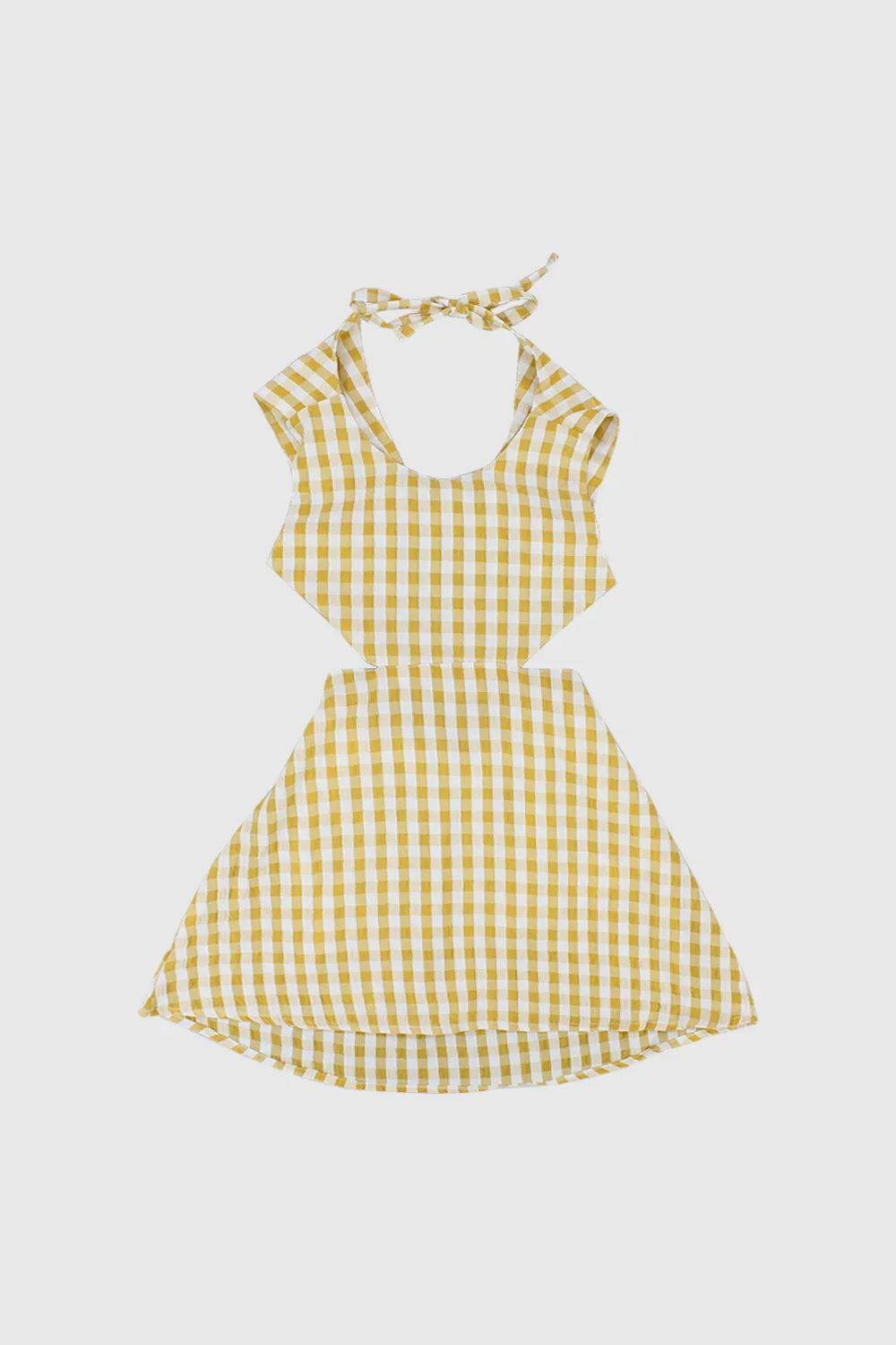 yellow checkered sleeveless dress - playmore