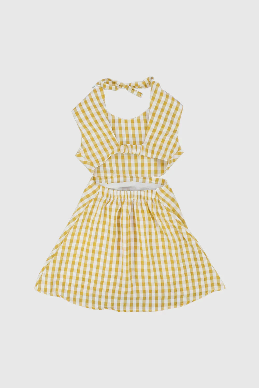 yellow checkered sleeveless dress - playmore
