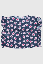 pink flowers ruffled coverup