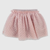 pink dotted mesh skort