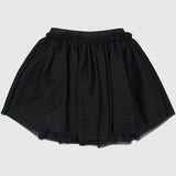 black dotted mesh skort